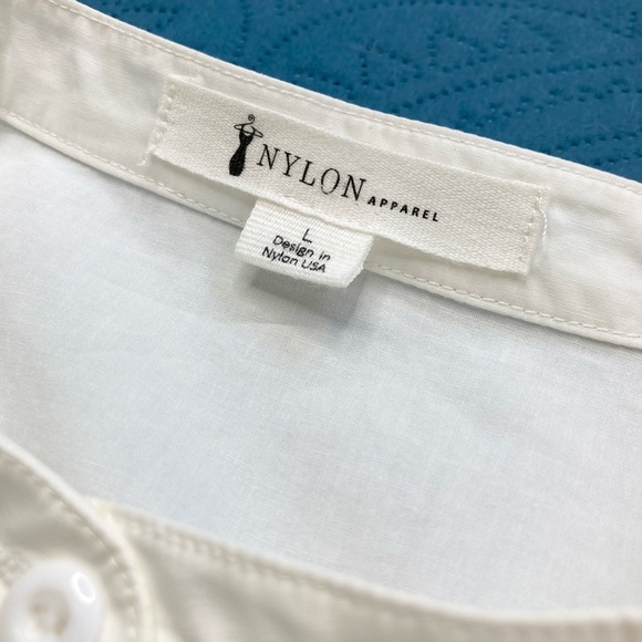 Nylon Apparel USA Shirt Ruffle Button-Up Blouse Ivory Size Large - Picture 9 of 16